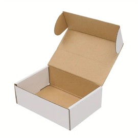 50-7x4x2 White Corrugated Mailer Boxes Literature Mailing Packaging Recyclable Storage Box Eco-Friendly Packing Cartons