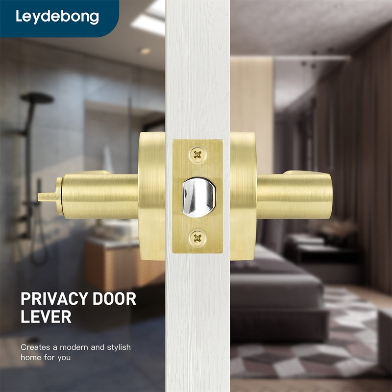 Leydebong 4 Pack Privacy Door Lock Door Handle Lever Keyless