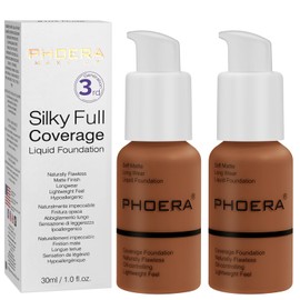 2PCS PHOERA Foundation, PHOERA Matte Liquid Foundation,PHOERA Makeup for Women, PHOERA Foundation Full Coverage Concealer, 30ml 24HR Matte Oil Control Concealer (2pcs- 110-Truffle)