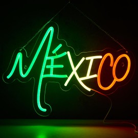 Mexico Neon Sign MEX Neon Sign for Wall Decor The United Mexican States USB Dimmable LED Neon Lights for Taco Party Beer Bar Kitchen Restaurant Home Pub Party Man Cave Club Shops Hotel Store Business Gift