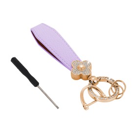 Tonecraft Keychain Flower Colorful Simple Orthodox Bag Charm, Popular, Stylish, Cute, Sparkle, Gold, purple