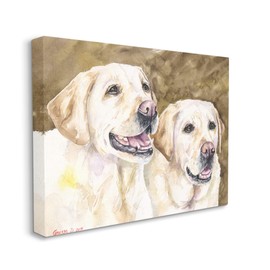 Stupell Industries Yellow Labrador Friends Pet Dogs Resting, Design by George Dyachenko Canvas Wall Art, 16x20, Brown