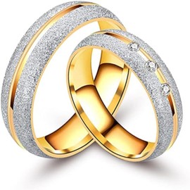 NUNCAD Gold Stainless Steel Promise Ring for Women 6mm Gold Engagement Promise with Zircon Size T 1/2