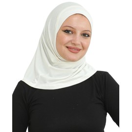Prien Sport Instant Hijab For Women, Muslim Cotton Turban, Soft Head Scarf, Ready To Wear Hijabs Prayer Clothes, Islamic Wear (Cream)