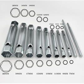 LADEPROS Tubular Socket Spanner Set 8 Pieces 6-22 mm Double-Sided Spark Plug Wrench with Extension Rods for Tight Spaces and Plumbing Work