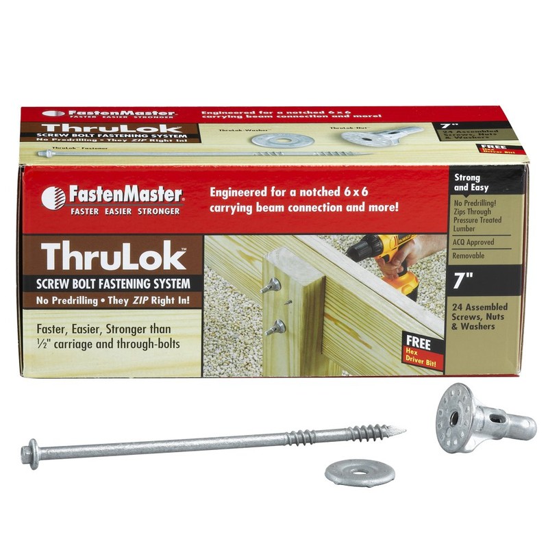FastenMaster FMTHR007-24 ThruLOK Screw Bolt Fastening System, 7 Inches, 24-Count,