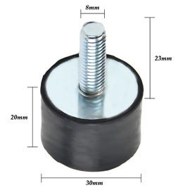 N/A Pack of 4 Rubber Buffers, M8 x 23 mm, Rubber Anti Vibration Silent Block, Automatic Mounts, Boat Coils, Shock Absorbers, for Air Compressors, Diesel Engines, Petrol Engines, Water Pumps