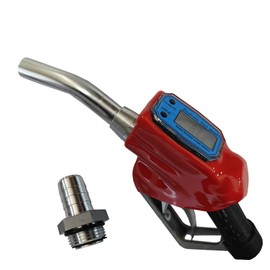 1" NPT Automatic Fuel Nozzle with Digital Flow Meter Auto Shut-Off Fuel Nozzle High Flow Car Fuel Filling Nozzle Used for diesel gasoline kerosen (Red, 1 Inch)