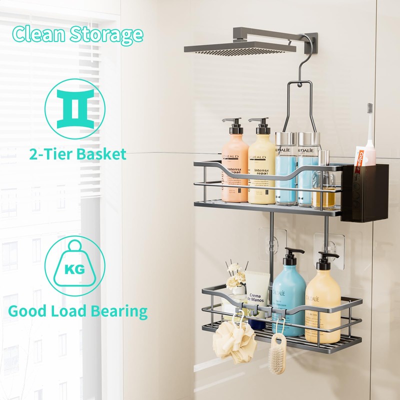 HapiRm Shower Caddy Hanging Organiser - 2 Tier Shower Organiser