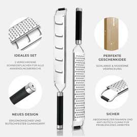 Exitoso Lemon Grater Stainless Steel Spice Grater – Zester and Grater 2-in-1 Set – Parmesan Grater Parmesan Slicer Cheese Grater Coarse Zester Grater Kitchen Grater Stainless Steel Professional –