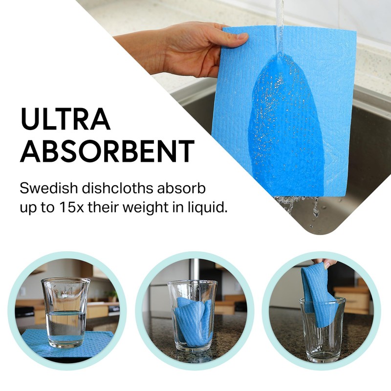 Swedish Wholesale Dishcloths, Cellulose Sponge Cloths – Bulk 10 Pack