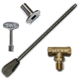 Midwest Hearth Universal Log Lighter Kit with Burner Pipe, Straight Ball Valve, Chrome Key and Floorplate (Natural Gas)
