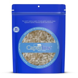 Capsuline Size 0 Gelatin Empty Capsules, 10000 Count, Empty Gel Pill Capsules, DIY Pure Bovine Pill Capsule Filling, Empty Caps, Kosher, Gluten Free and Halal Certified, Non-GMO Certified, Clear