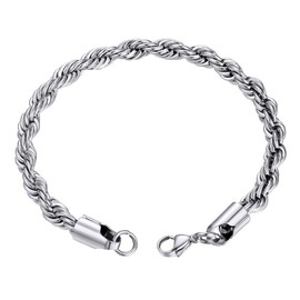 GOLDCHIC JEWELRY 6mm Rope Chain Bracelet, 316L Stainless Steel Chunky Link For Men, 21CM