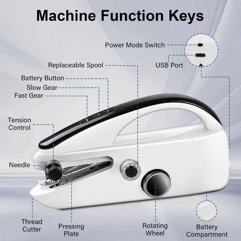 Mini Electric Hand Sewing Machine - Robofun S8 Portable Electric