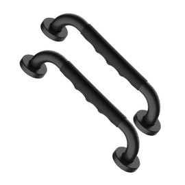 12 Inch Black Shower Grab Bar w/Anti Slip Rubber Grip, Munzong 2 Pack Stainless Steel Bathroom Grab Bar, Bathroom Balance Bar,Safety Handrail Support,Handicap Injury Elderly Senior Assist Bath Handle