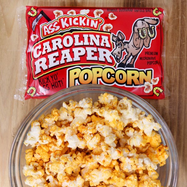 ASS KICKIN’ Carolina Reaper Pepper Microwave Popcorn – 3 Pack - Ultimate Spicy Gourmet Gift Popcorn - Makes a Great Movie Theater Popcorn or Snack Food - Try if you dare!