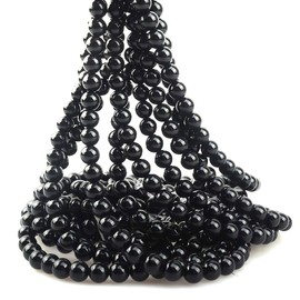 ICAI Beads 8mm Natural Black Onyx Stone Round Loose Stone Beads for Jewelry Making DIY Crafts Design 1 Strand 15" APPR.43-45pcs