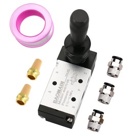 Baomain Pneumatic Solenoid Valve Manual Control Push-Pull, 4H210-08 PT 1/4" 5 Way 2 Postion, Air Hand Lever Operated Valve with Fittings