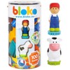 BLOKO - 100 Tube of 2 3D Figures Farm - From 12 Months Construction Toy 1st Age - 503662