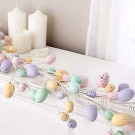 Artificial Spring Pastel Easter Egg Garland – Springtime Assorted Pastel Easter Egg Home Decor for Table Arrangements, Fireplace Mantel, and Seasonal Centerpiece Decorations (60" Long)
