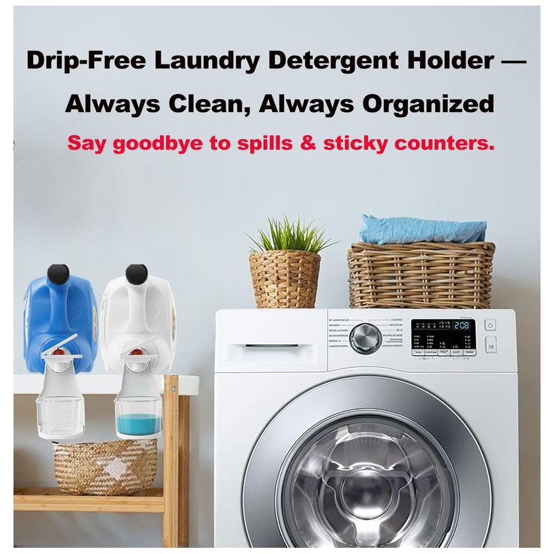 2 Pack Laundry Detergent Dispenser Cup Holder, Nozzle Button，Easily No
