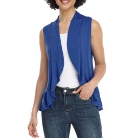 Xeoxarel Cárdigan sin mangas para mujer con frente abierto, Azul (LOYAL BLUE), XL
