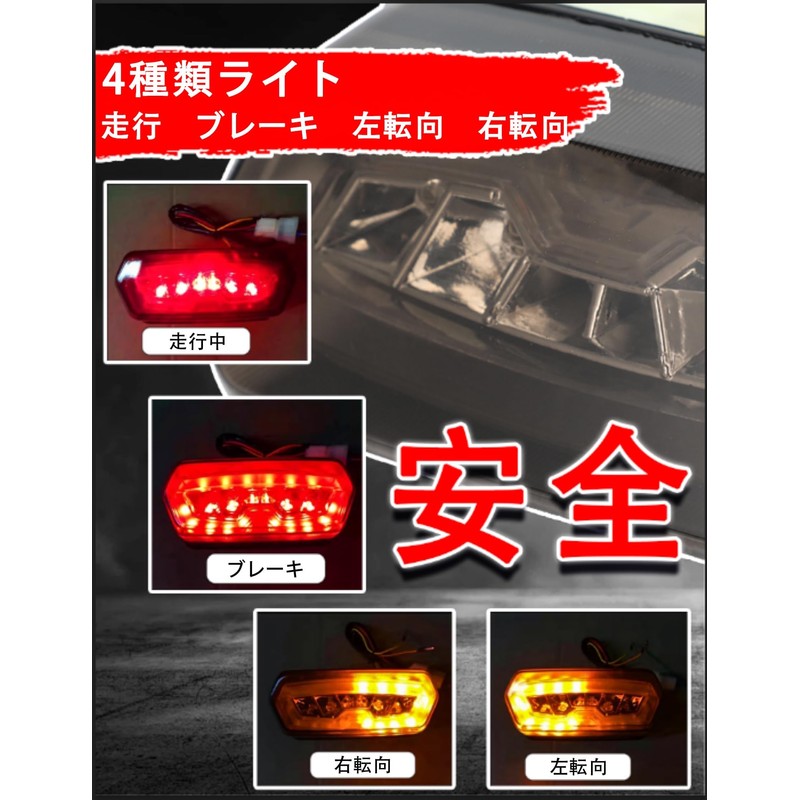 JFG Motorcycle Tail Lamp Turn Signal Integrated 12V LED for