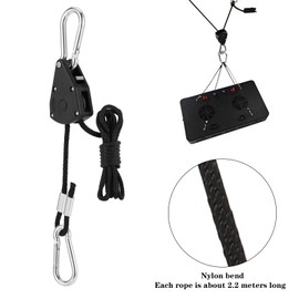 QINREN 4 Pairs Heavy Duty Ratchet Ropes, 1/8" Rope Ratchet Hanger Adjustable Grow Lights Ratchet Hangers Grow Light Rope Hangers for Grow Room Equipment 150 Lb Capacity