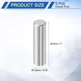 sourcing map 5 Pcs 5/16x1" Dowel Pins, Bearing Steel Cylindrical Dowel Pins Shelf Support Peg Pin Rod Fasten Elements Metal Shelf Pegs