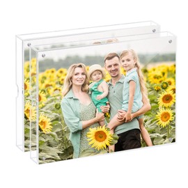 HOUSE DAY 8x10 Acrylic Picture Frames 2 Pack, Strong Magnetic Photo Frame for Wall and Tabletop Display, Clear Picture Frames with Microfiber Cloth, Nails, Frameless Photo Frame for Home, Office, Gift.