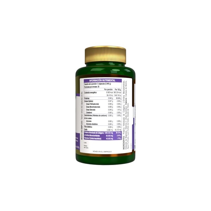 Nature Life Colágeno Hidrolizado Puro Ornitina Vitamina Suplemento Alimenticio Piel