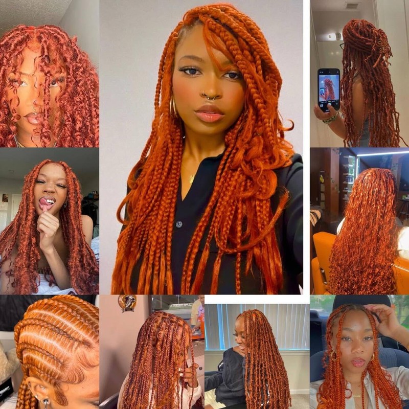 Braiding Hair Pre stretched Ginger Boho Braiding Hair 6Packs/Lot Curly