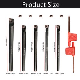 Lathe Turning Tool Holder Bit Set S06K/S07K/S08K/S10K/S12M-SCLCR06 with 5 CCMT21.51/CCMT060204 Carbide Indexable Drill Bits + 2 Wrenches