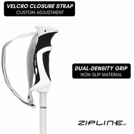 Zipline Podium 14.0 K Downhill Ski Poles - Graphite Kevlar Carbon Composite, Ultra Lightweight, Vibration Dampening, Dual Density Grip, Used by Pro Athletes (White Carbon, 48" in./122 cm)