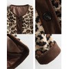 utcoco Womens Leopard Fuzzy Fleece Jacket Crew Neck Button Down