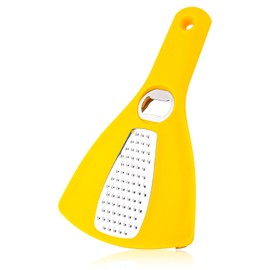 3-in-1 Can Opener, Stainless Steel PP Material Household 3-in-1 Tin Lid Opener Grater Portable Multifunctional Bottle Jar Opener Vegetable Cheese Food Grater Kitchen Gadget (Yellow)