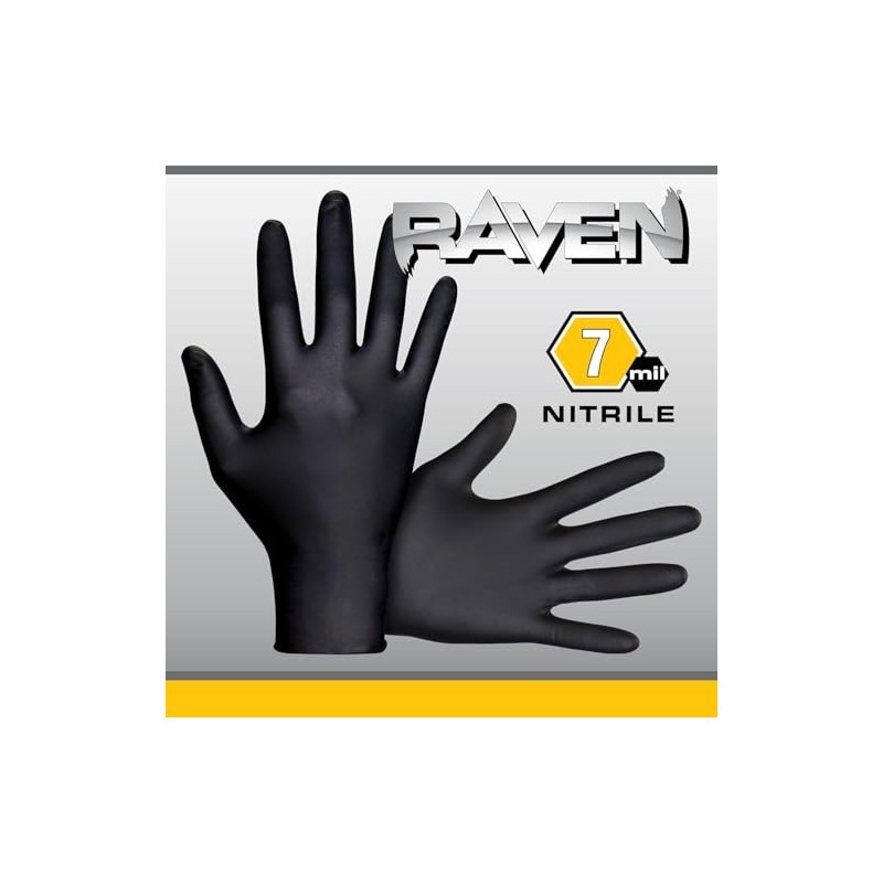 SAS Safety 66519 Raven Guantes desechables de nitrilo sin polvo,