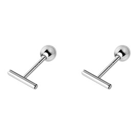 Aloluo 20G Tiny Bar Stud Earrings for Women Silver Plated Hypoallergenic Cute Mini Small Ball Screw Back Studs Cartilage Tragus Post Dainty Minimalist Wedding Birthday Party Jewelry Gifts (8mm), Zinc,