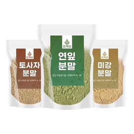 Oherb 연잎가루 미강가루 토사자가루 셋트 600g Lotus Leaf Powder, Brown Rice Powder, and Job's Tears Powder Set 600g