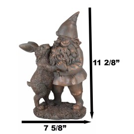 Whimsical Mr Gnome Dancing With Hare Rabbit Fairy Garden Figurine Decor Accent