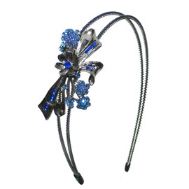 Wire Metal Flower Headband Decorated with Sparkling Stones GL86801-HB1blue