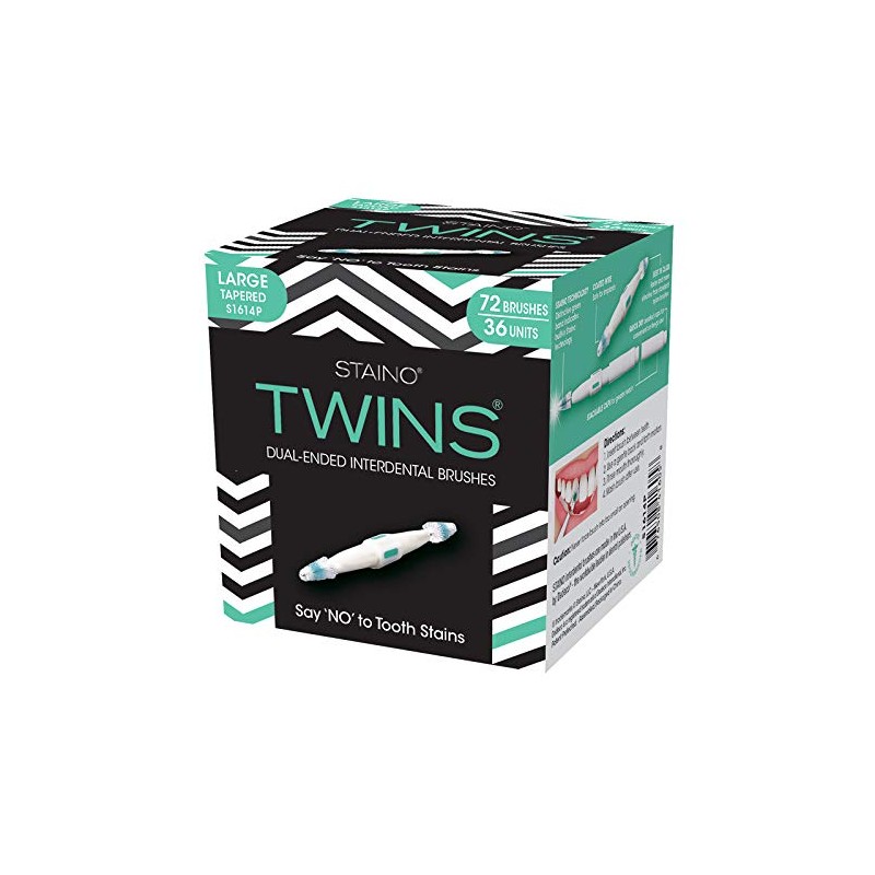 Staino Twins Interdental Brush Dual-Ended Travel Brush, Jumbos, Large Tapered
