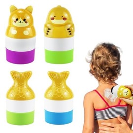 4 Stück Sonnencreme Applikator Kind, 100ml Sonnencreme Roller AuffüLlbar, Nachfüllbarer Sunscreen Applicator, Tragbarer Applikator für Kinder, Erwachsene, Reisen (B)