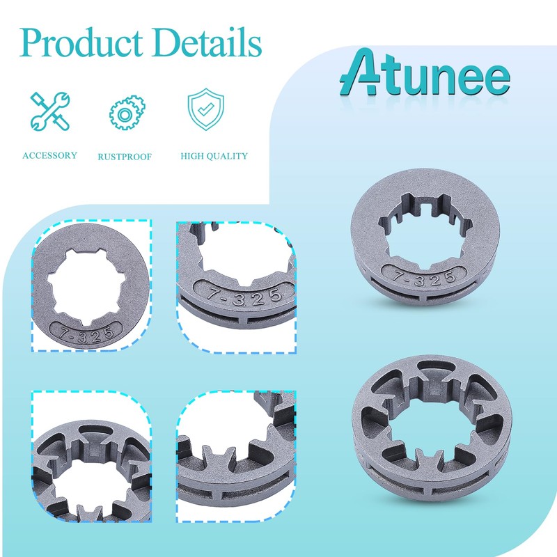 Atunee 4Pcs .325" 7T Chain Sprocket Rim for Stihl 026