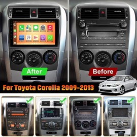 Android 13 Car Stereo for Toyota Corolla 2009-2013 with Wireless Carplay& Android Auto, 9 Inch Corolla Car Radio Support Buetooth5.2/Voice Control/5G WiFi/GPS/Backup Camera/SWC/FM IPS Screen,4+64GB