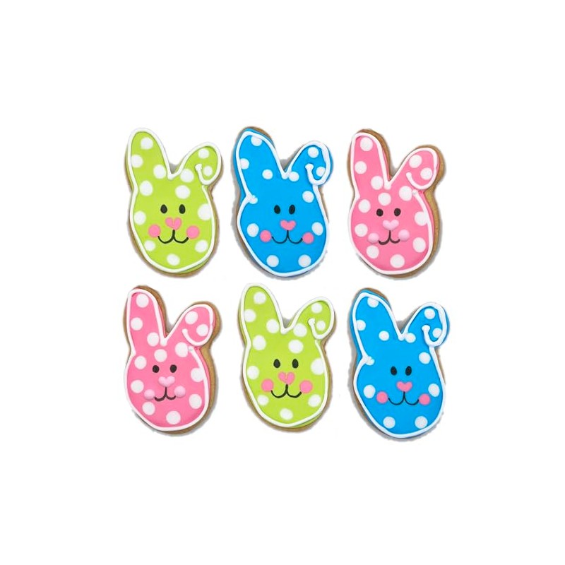 Easter Bunny Cookies- 6 Decorated Crunchy Shortbread Cookies Individually Wrapped
