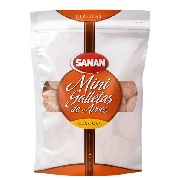 Saman Classic Mini Whole Grain Rice Crackers Mini Galletas de Arroz Integral Clásicas, 150 g / 5.29 oz (pack de 3)
