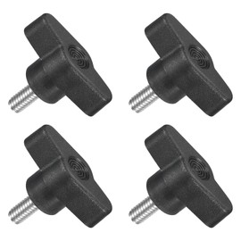 uxcell 4Pcs Tee Wing Knobs Thumb Screws, M6 x 14mm Clamping Screw Knob Male Thread 304 Stainless Steel T Shaped Thumb Screws Handle 36mm Dia. for Hand Tightening Knob Replacement, Black