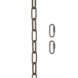 Aspen Creative, Antique Brass, 21122-07-1, Steel Heavy Duty Chain & Two Quick Link Connector Fixture/Swag Light/Plants / 3 Feet, 8 Gauge